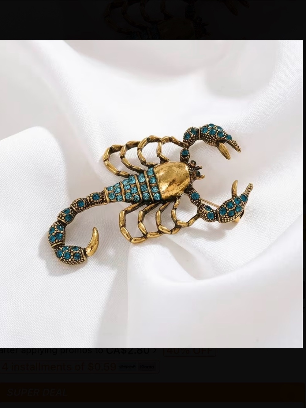 ⭐️ Scorpion Brooch with Turquoise Crystals